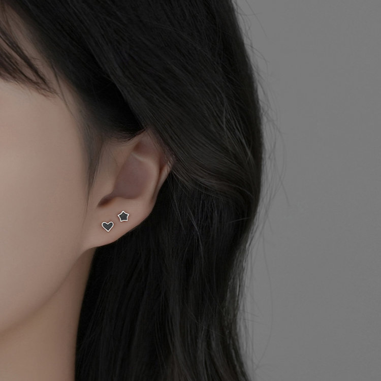 楽天市場】選べる5種のブラックデザインピアス ハート スター スクエア