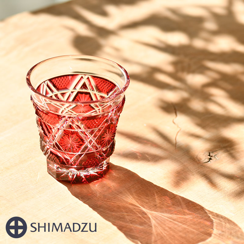 島津薩摩切子 小皿 cut50 赤｜伝統工芸 ガラス皿 島津薩摩切子】復元