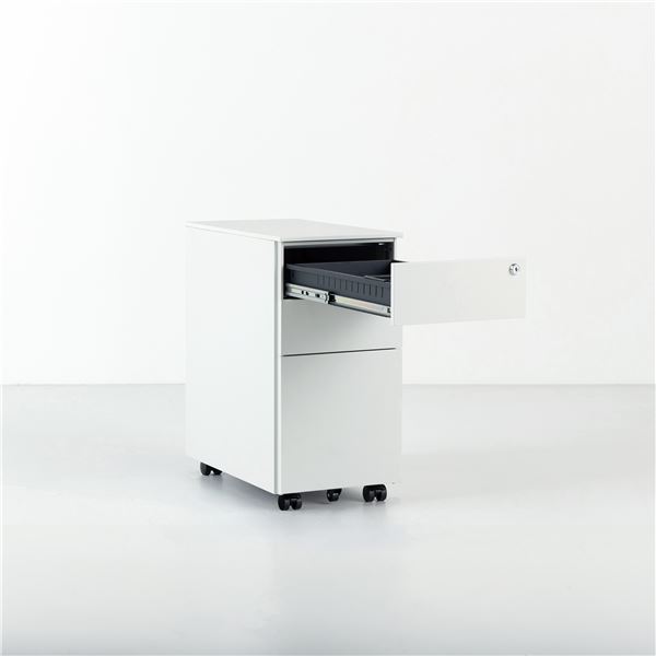 楽天市場】収納 ワゴン 袖机 幅30cm ホワイト オールロック式 ロック