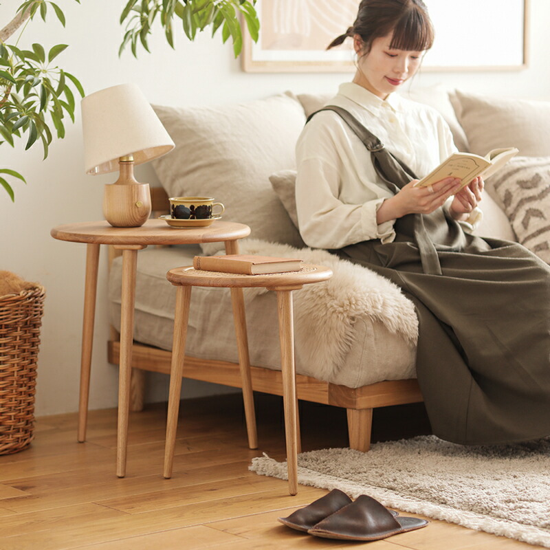 楽天市場】ネストテーブル RattanMix／NA 円形 ナチュラル 北欧 オーク