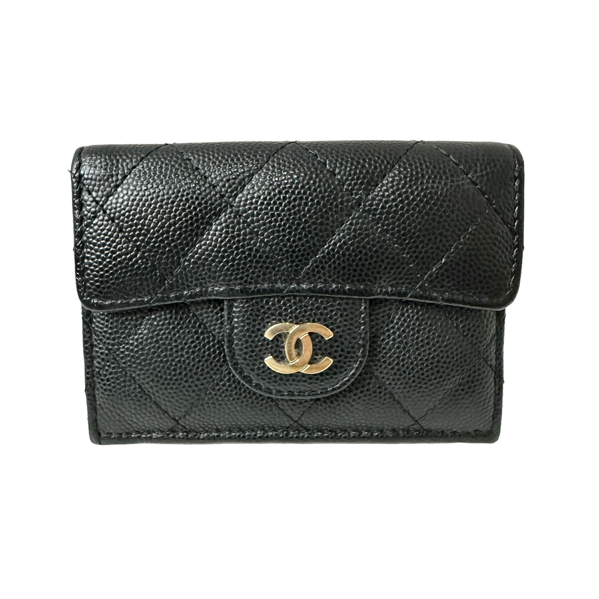 シャネル(CHANEL) キャビアスキン(Caviarskin) メンズ二つ折り財布