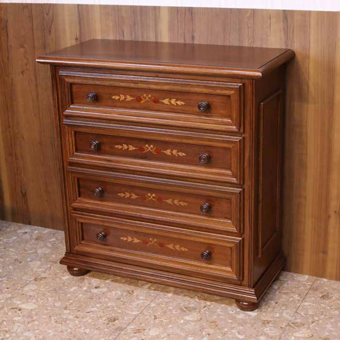 アンティーク 花象嵌 キャビネット タンス 木製