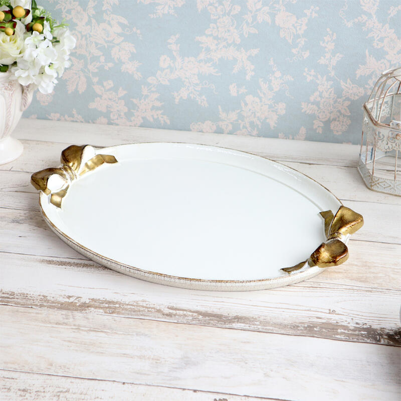 楽天市場】ソルディ オーバルトレイ ホワイト×ゴールド 31×43cm