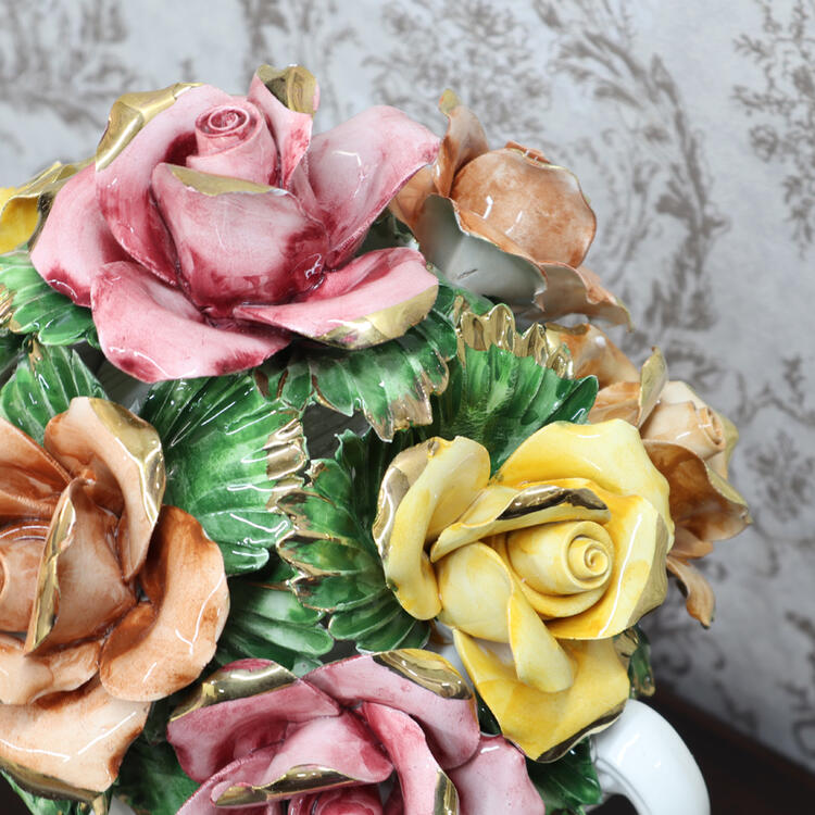 イタリア 陶花 オブジェ イタリア製陶花の置物