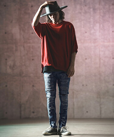 楽天市場】【GLIMCLAP(グリムクラップ)】Distressed denim pants