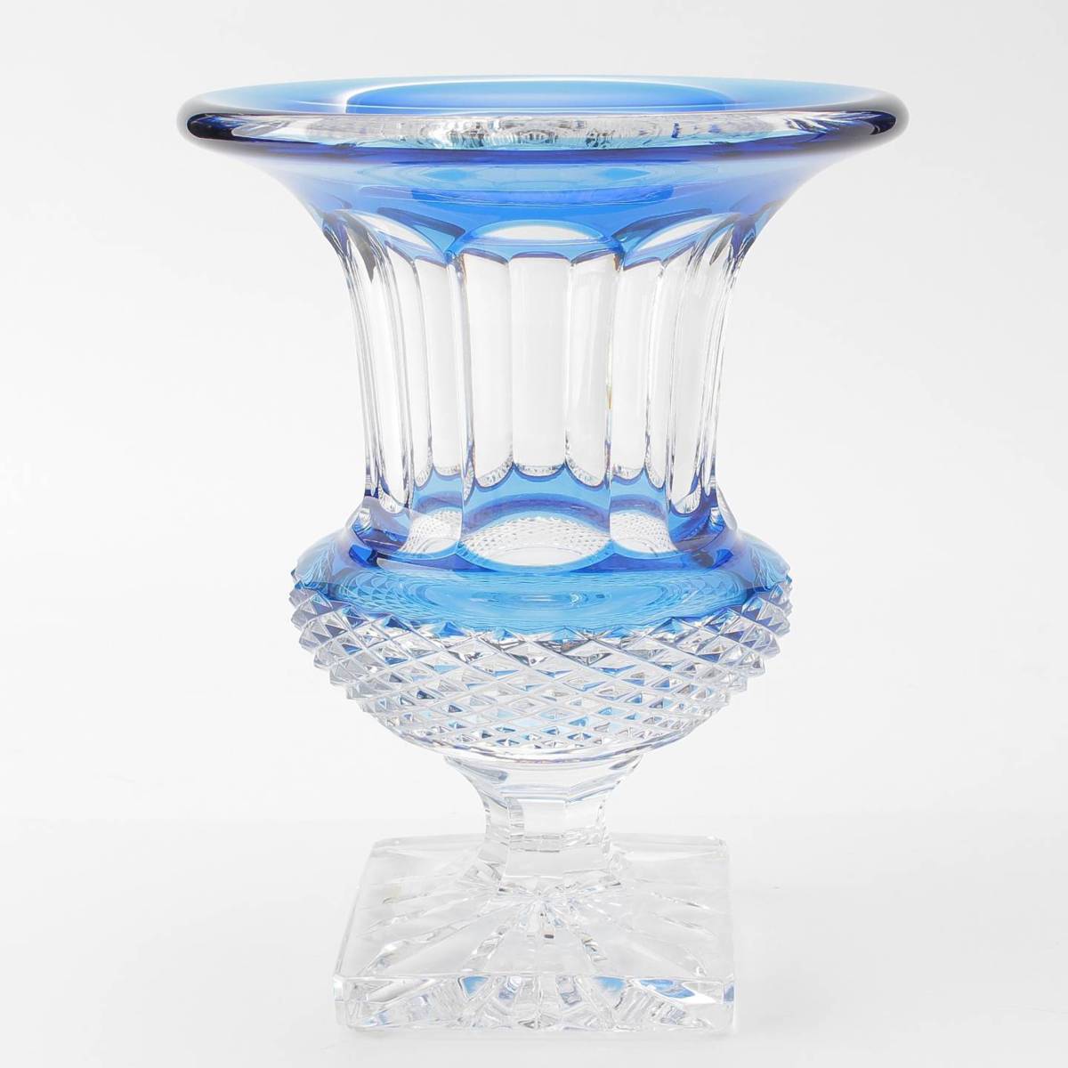 希少品】サンルイ ヴェルサイユ 花瓶 フラワーベース 青被せ ガラス