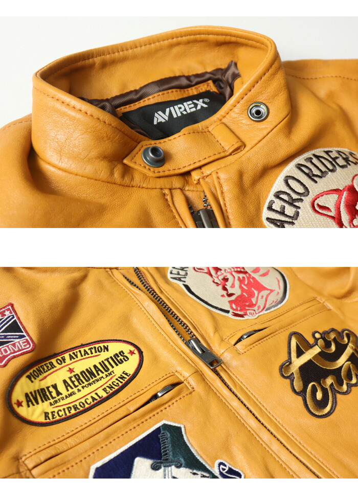 楽天市場】AVIREX アヴィレックス パッチド ライダースジャケット