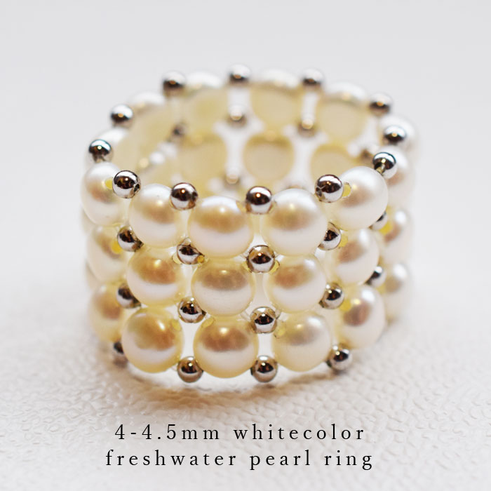 楽天市場】4-4.5mm 淡水真珠 パールリング ゴムリング リング パール