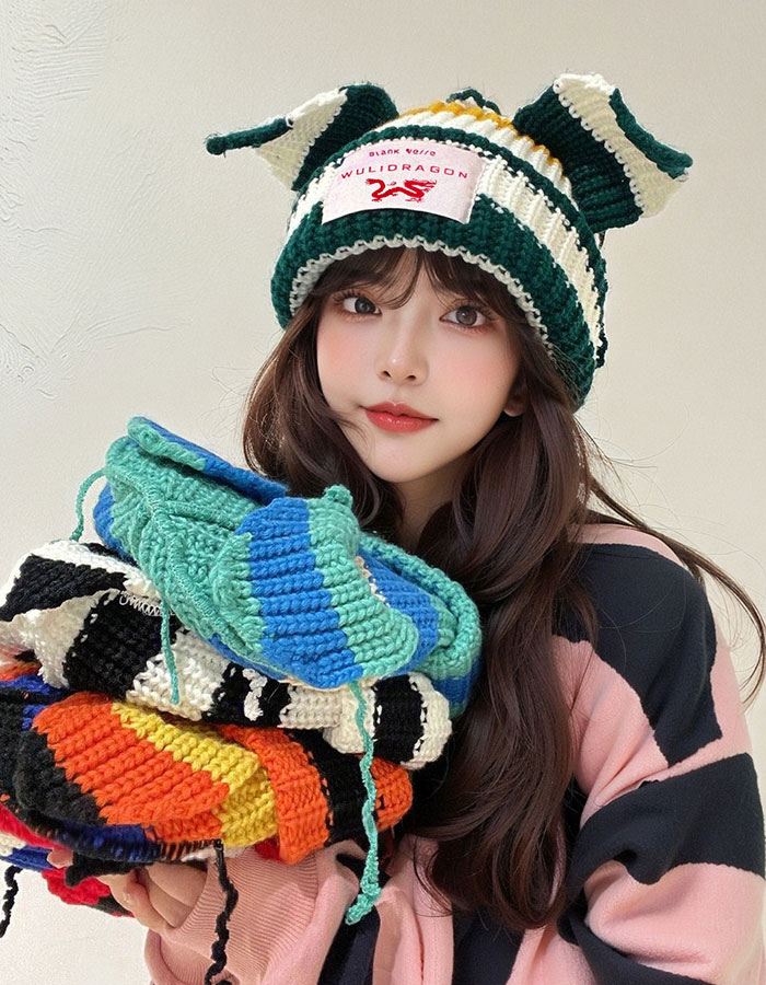 美品】DAISY LIN for FOXEY ケーブル編み デザイン ニット帽 美品