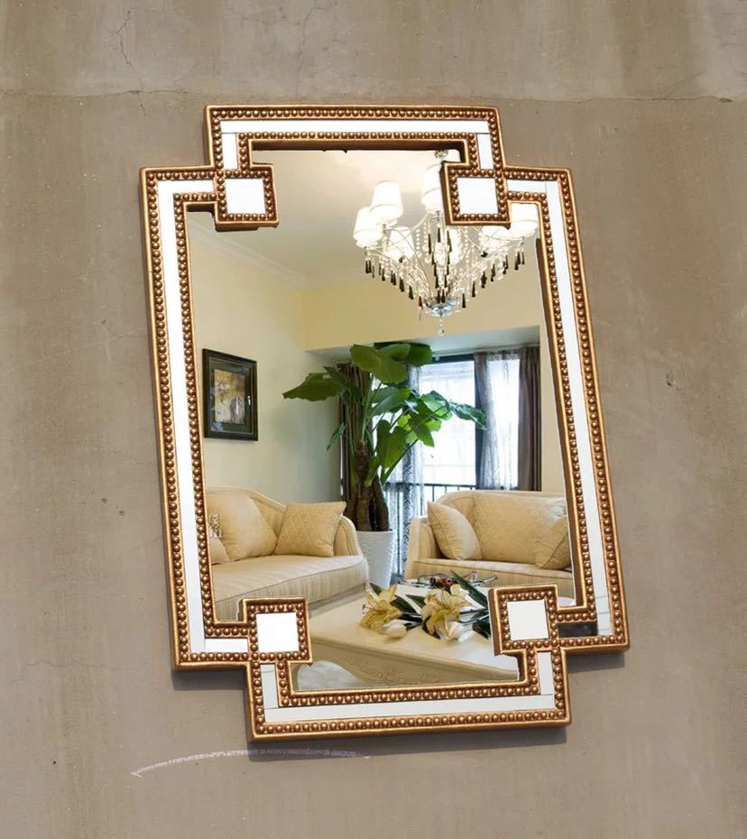 イタリア製 アンティーク調 レトロ 壁掛け 鏡 花模様 ウォールミラー