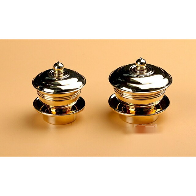 修縁堂】 4器1セット 洒水器 塗香器 食事器 法具 真鍮制 修縁堂】 4器1