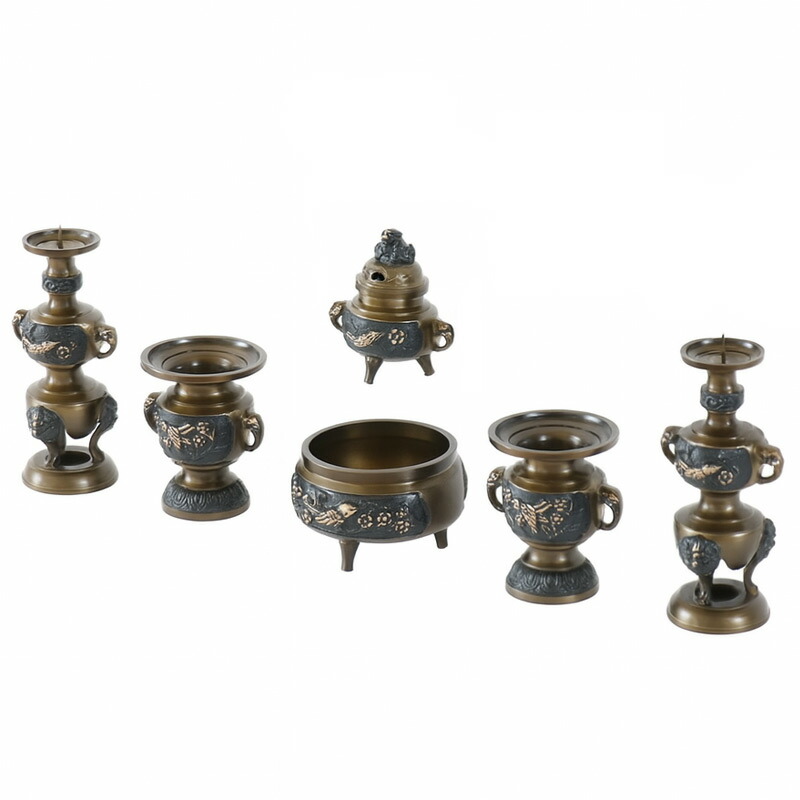 楽天市場】【お買い物マラソン10%OFF】仏具セット【六具足】 花鳥型