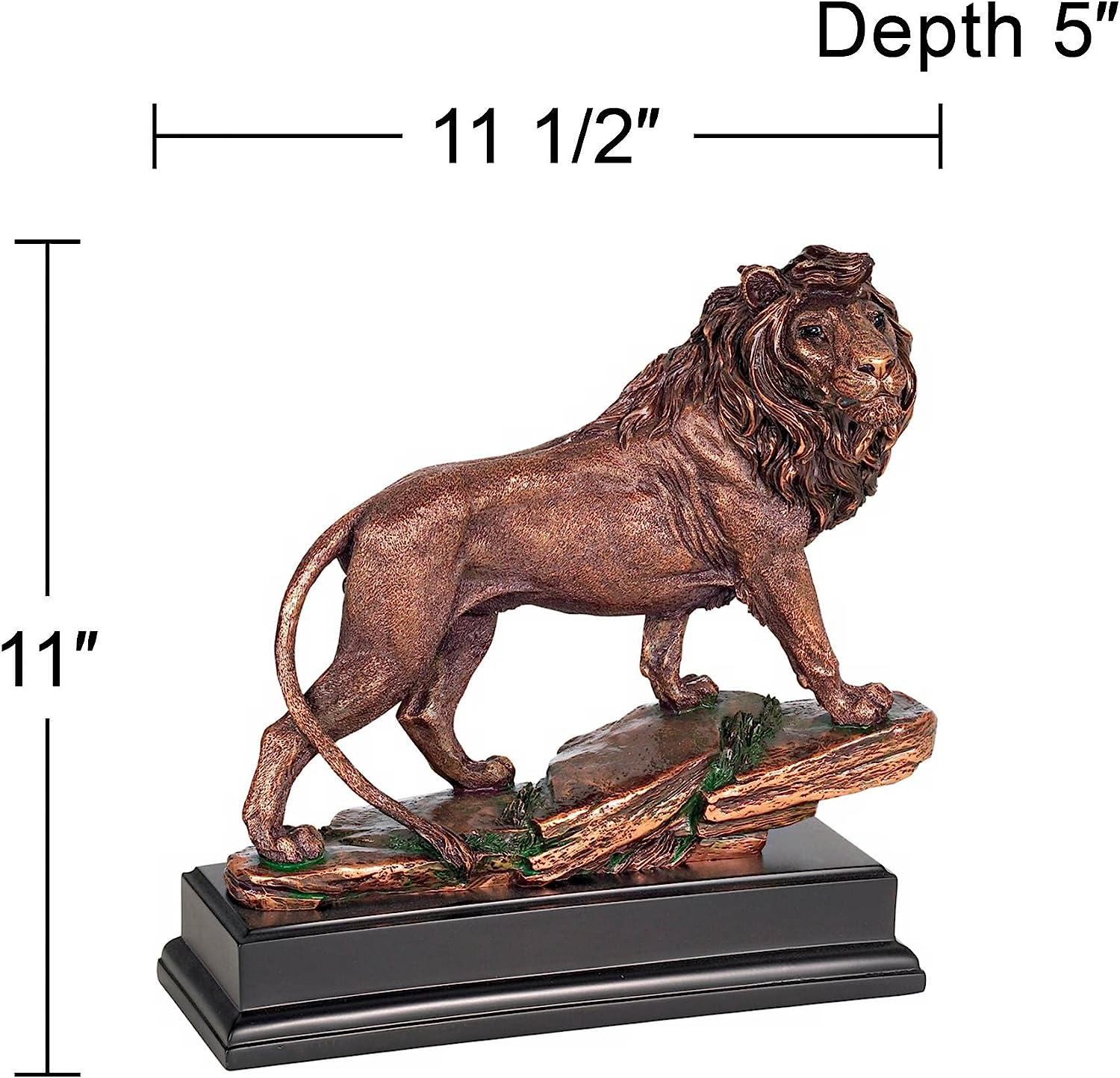 楽天市場】ケンジントン ヒル製 岩の上立つ堂々としたライオン彫刻 高