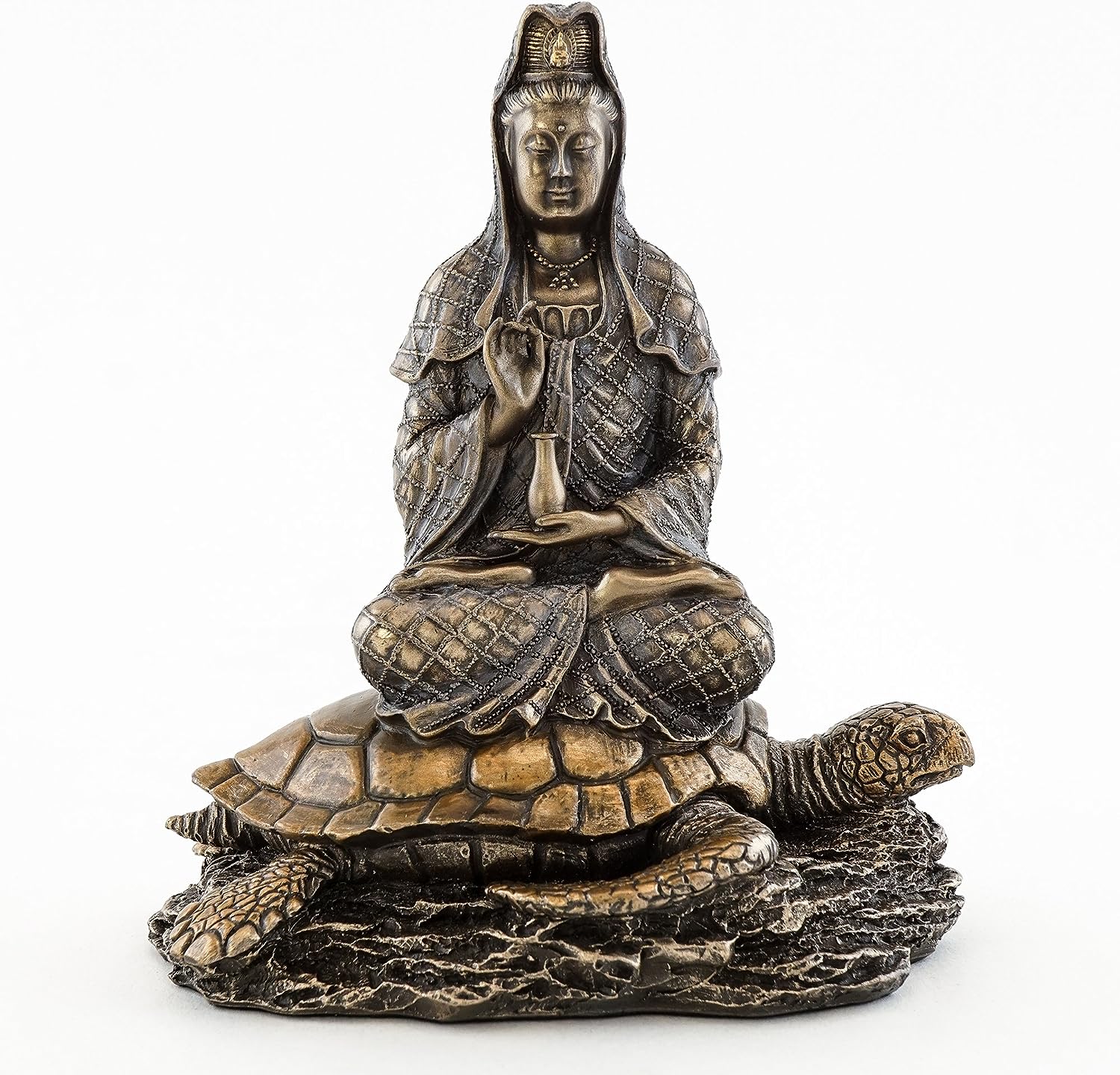 楽天市場】海亀の上で、海から昇る観音菩薩彫像 - 慈悲と慈愛の女神