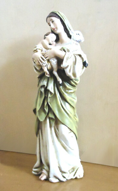 楽天市場】聖母マリア像 イエスと子羊を抱く聖母マリア像 キリスト教