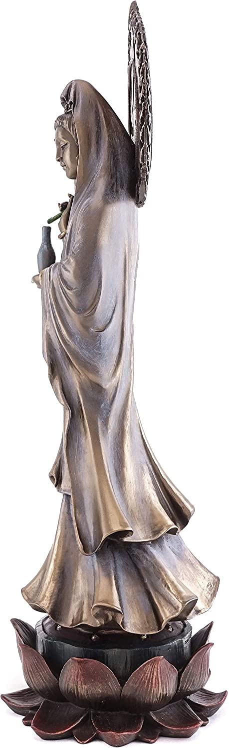 観音菩薩 ブロンズ像 楽天市場】水月観音菩薩像 ブロンズ風彫像 高さ