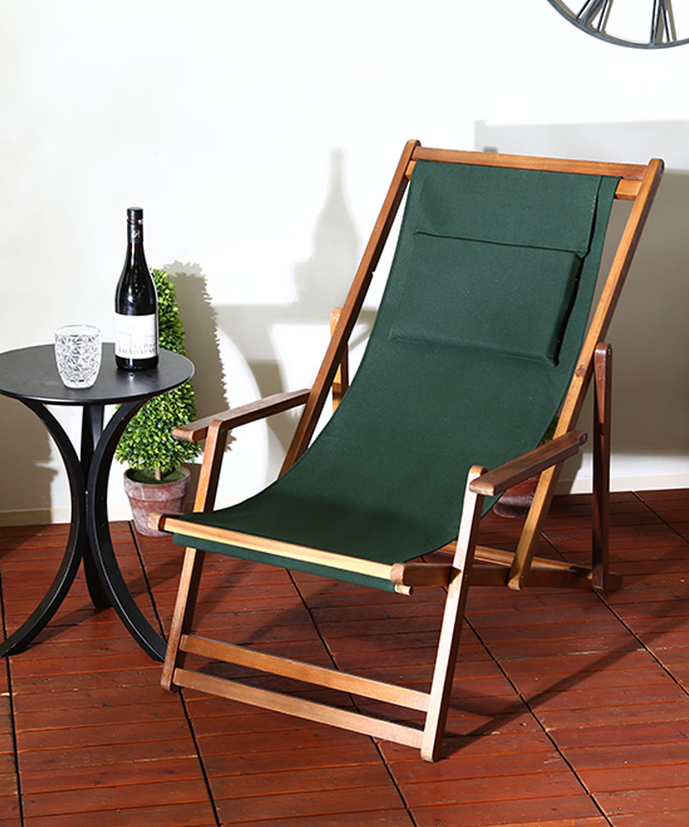 楽天市場】ガーデン チェア デッキチェア 折りたたみ グリーン 不二