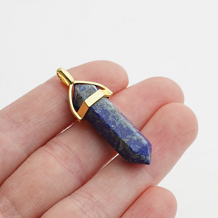 楽天市場】【ゴールドカラー】ラピスラズリ 両剣ポイント ペンダント