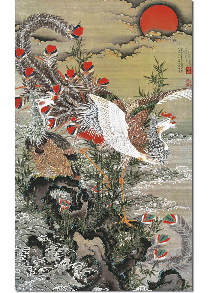 掛け軸 小川大鳳 柿にめじろ 絹本 希少 軸装 茶道具 掛軸 美品 です