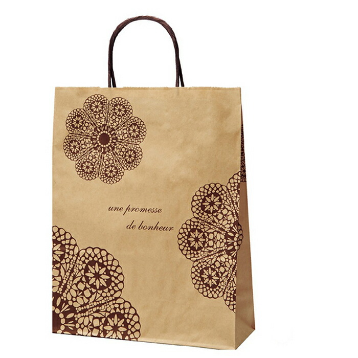 楽天市場】【50枚入り】手提紙袋 レースィ 茶 26×11×33cmシンプルで