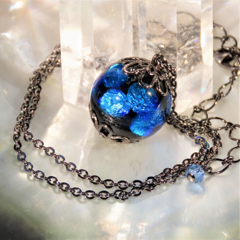 楽天市場】とんぼ玉 ネックレス ホタルガラス ほたる玉 光る 青 ブルー