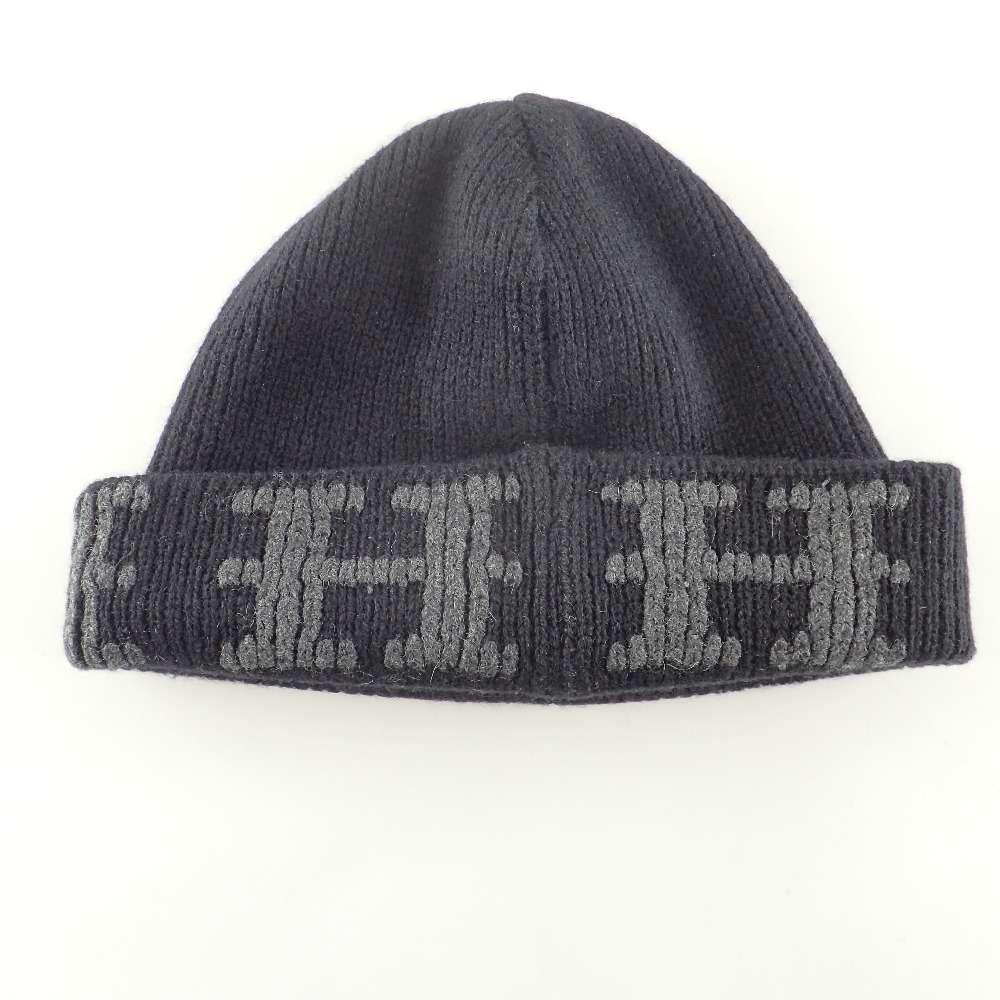 みい様限定】HERMES カシミア ニット帽 ブラック・グレー ME みい様