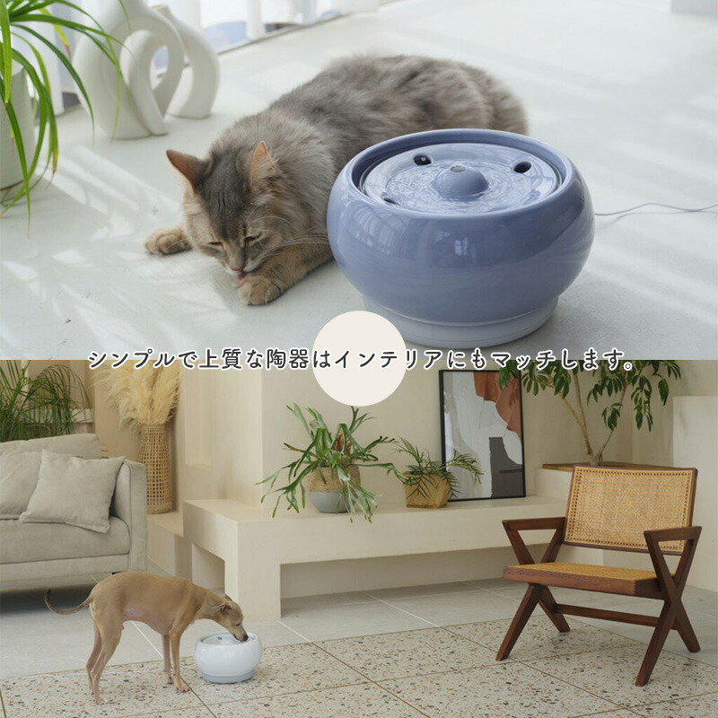 楽天市場】GEX ピュアクリスタル セラモ 1.8L ホワイト / ブルー 犬猫