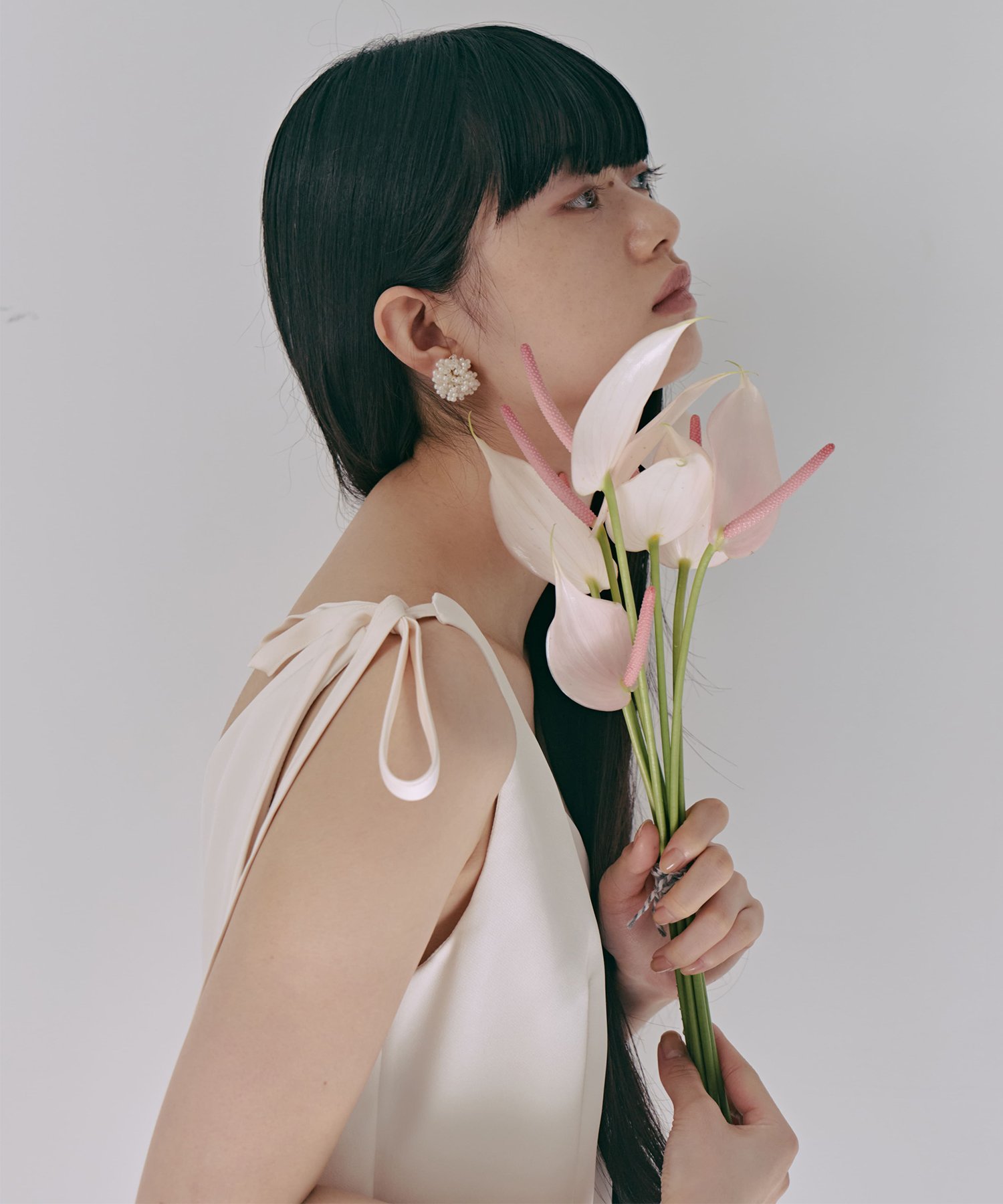 kaene｜サテンリボンドレス|ホワイトドレス新婦花嫁二次会前撮り