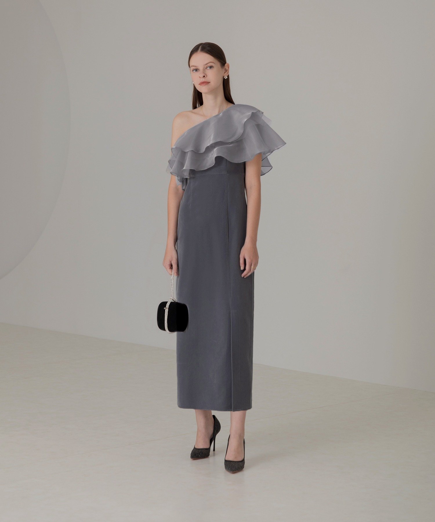 Leja｜LEJA-アシンメトリーティアードフリル3WAYベロアIライン