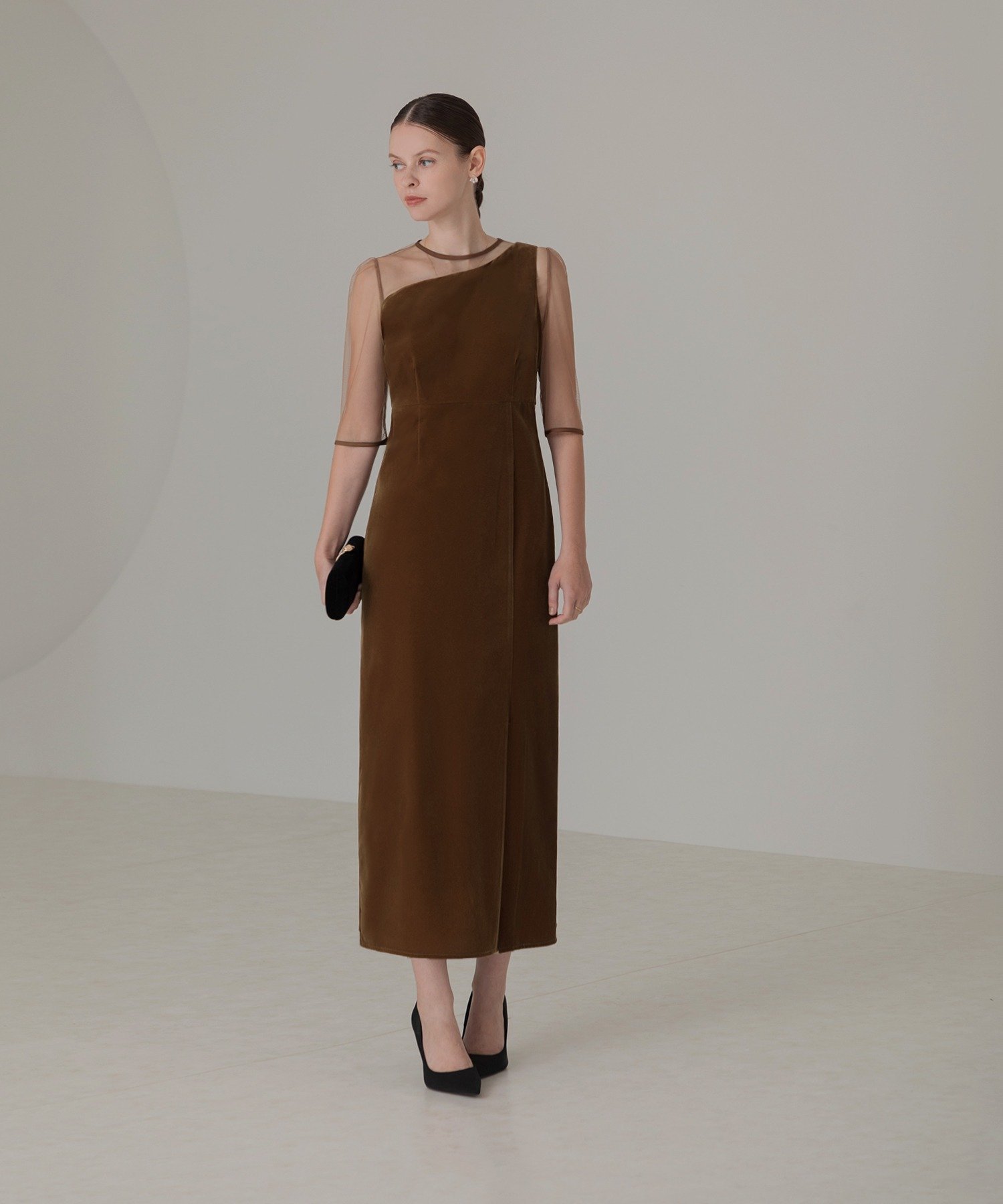 Leja｜LEJA-アシンメトリーティアードフリル3WAYベロアIライン