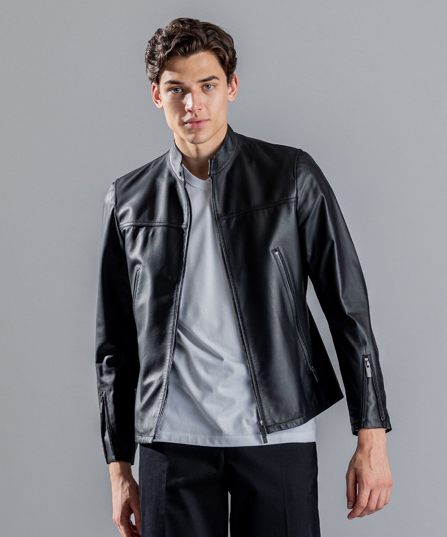 joseph homme レザーシャツ レザージャケット 46 本革 ラムレザー