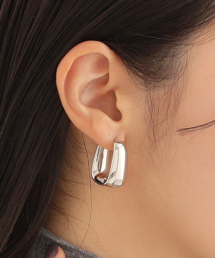 COCOSHNIK｜シルバー ホロウフープピアス トラペーズ | Rakuten