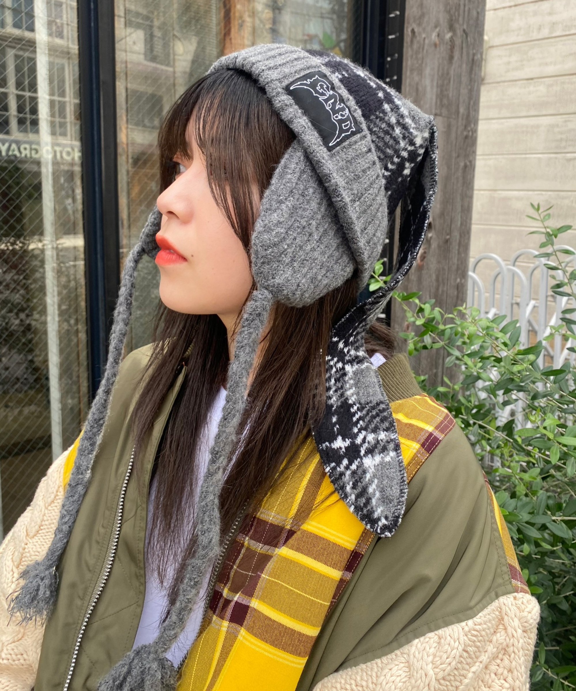 Candy Stripper｜FLUFFY CHECK BUNNY EAR BEANIE | Rakuten Fashion