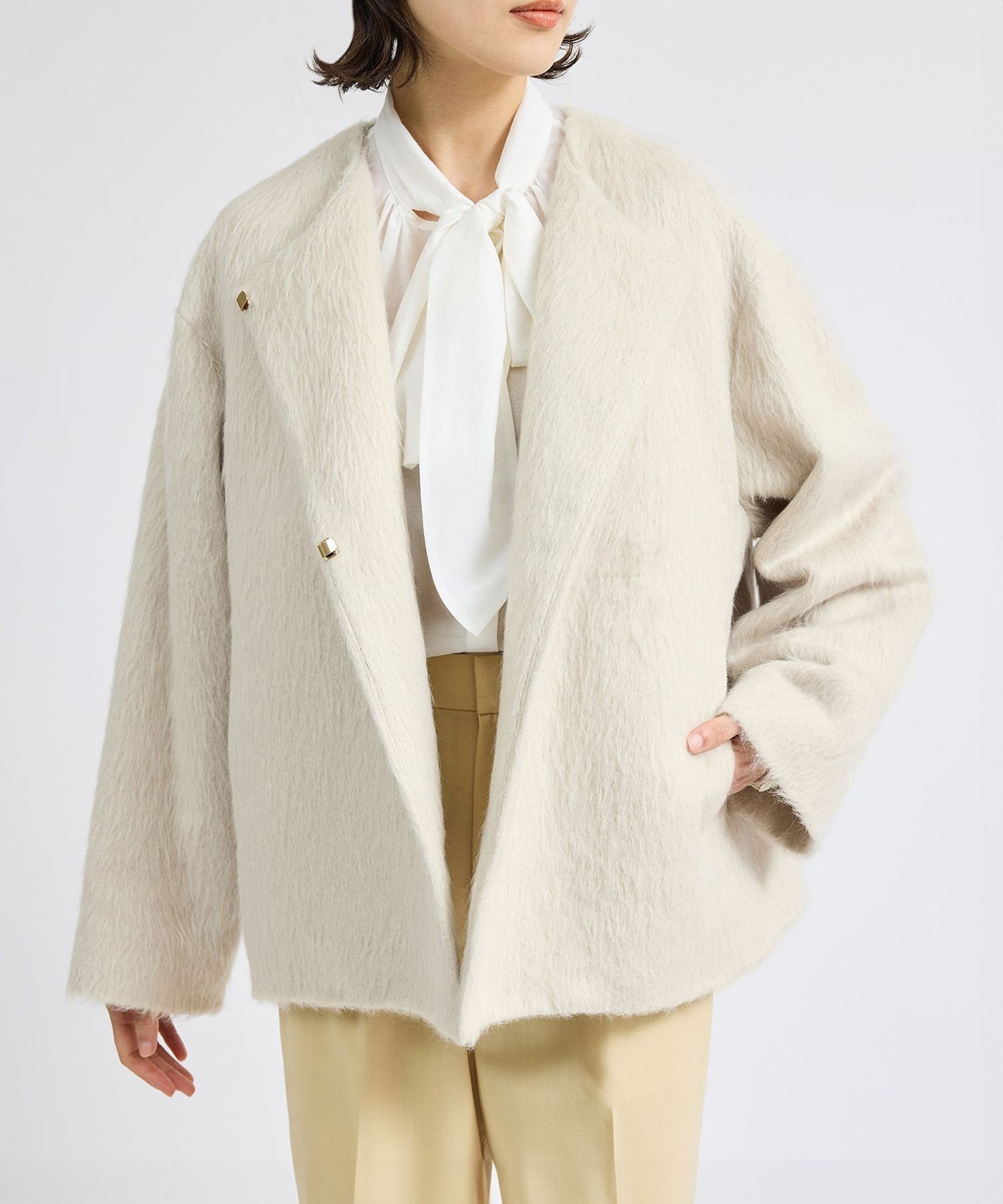 ROPE'｜スーリーアルパカシャギーハーフコート | Rakuten Fashion(楽天