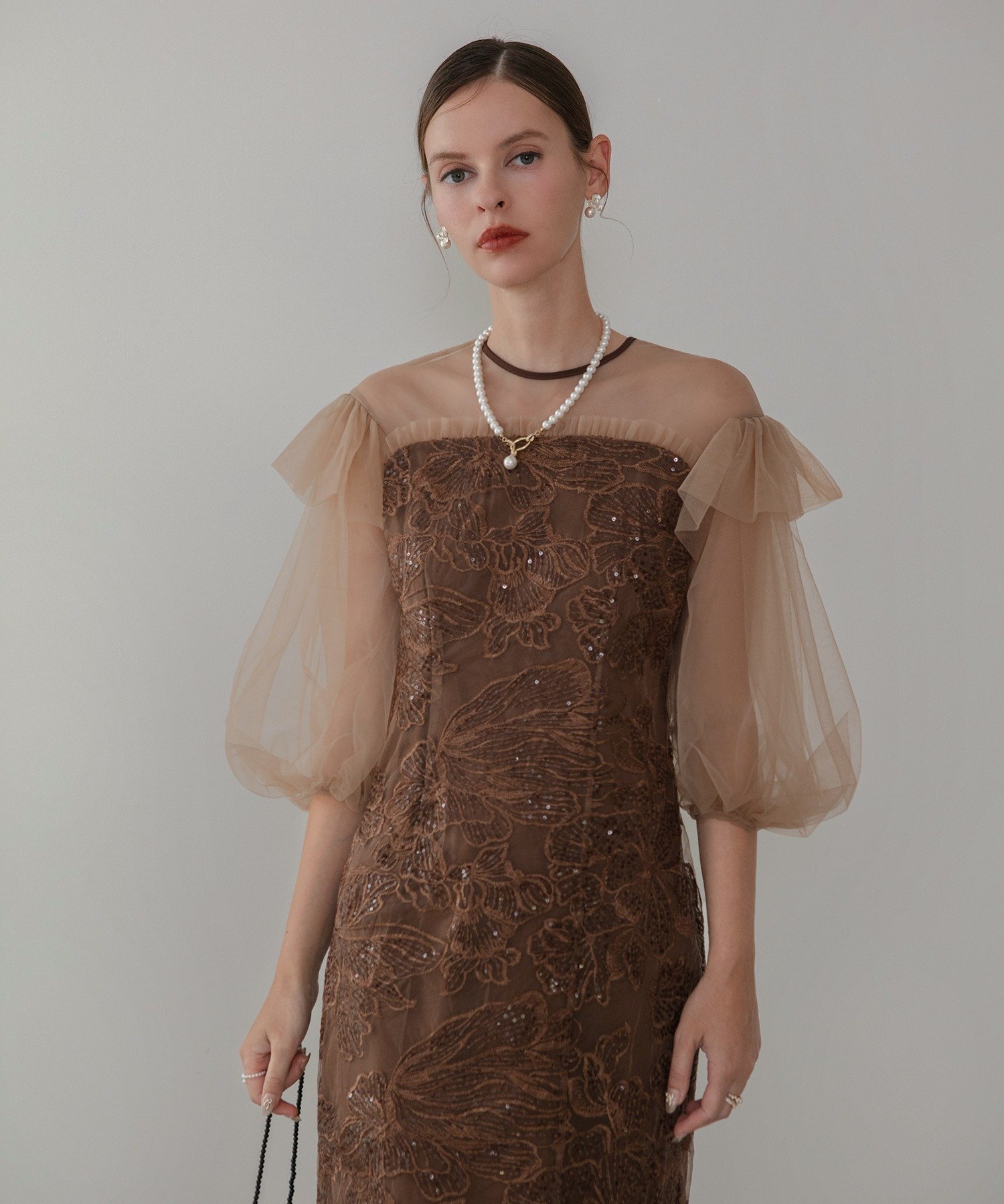 Leja｜Leja-フラワースパンコールシアーフリルスリーブIライン