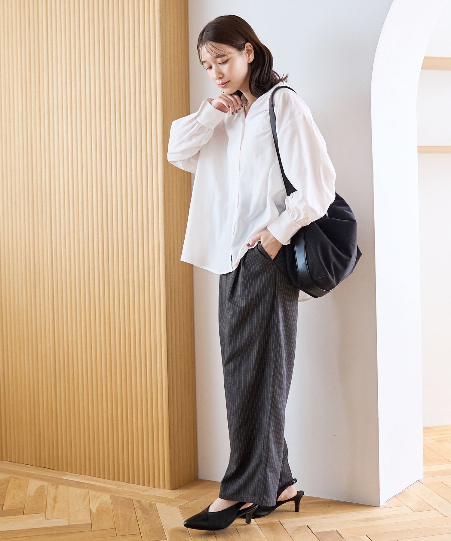 coen｜TRストライプタックワイドパンツ | Rakuten Fashion(楽天