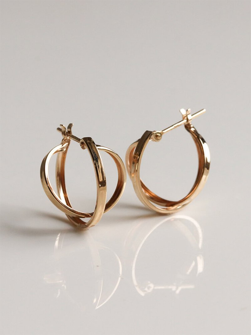 cui-cui｜ゴールド ダブル スナップ フープ ピアス | K10YG | Rakuten