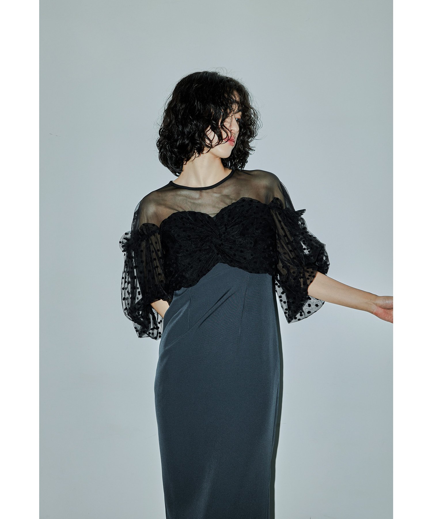 bflat｜フロッキードットワンピース パーティードレス オケージョン