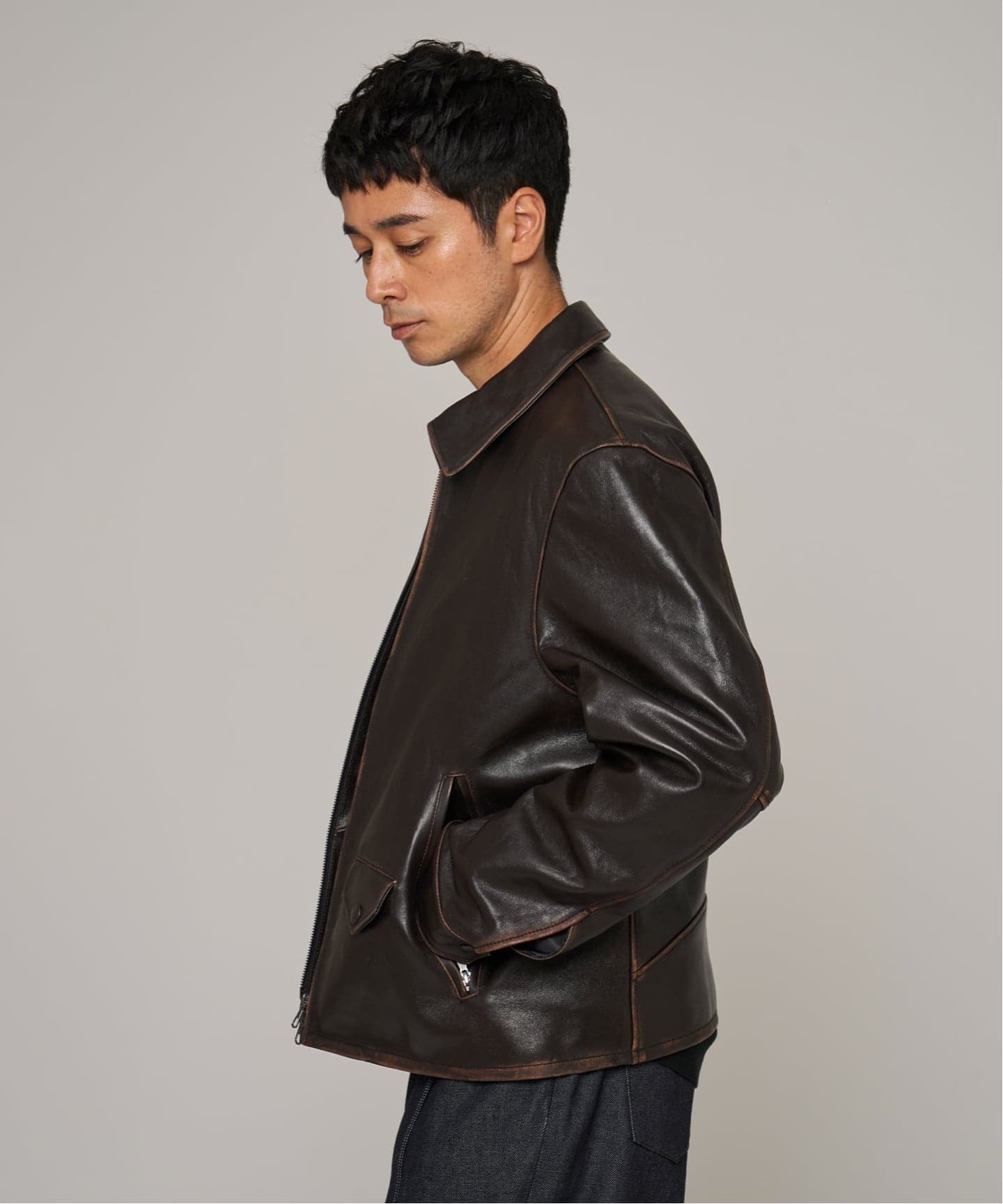 EDIFICE｜ラムレザー フレンチアンティーク ライダースジャケット