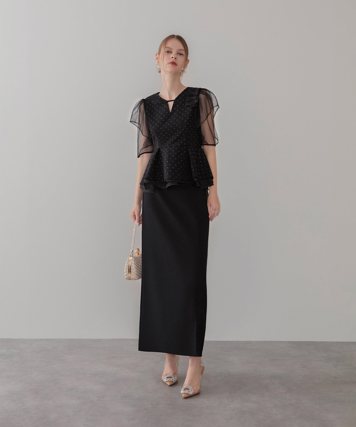 Leja｜Leja-ドットストーンチュールペプラムセパレートIラインドレス