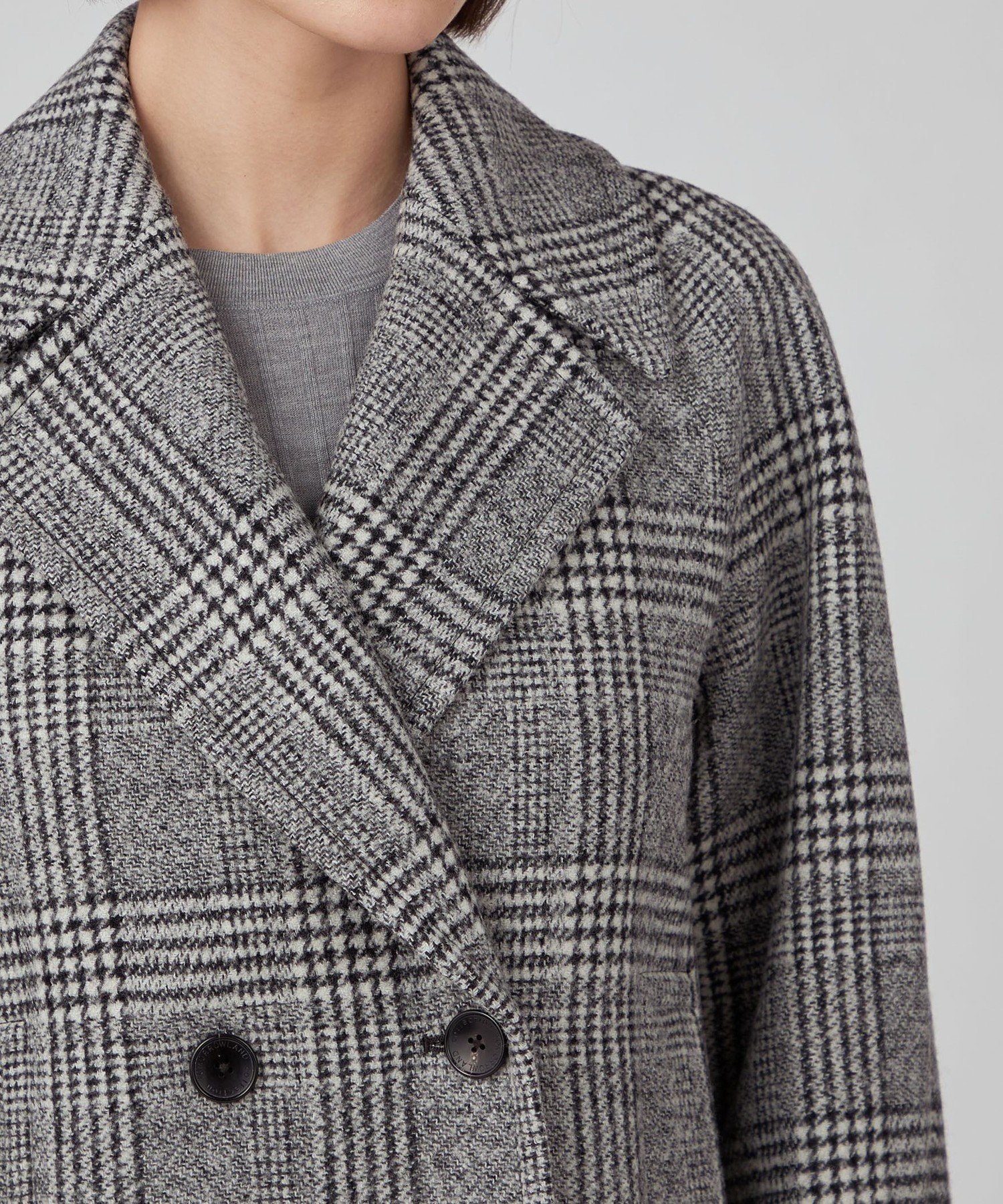 TOMORROWLAND｜ウールカシミヤグレンチェック ショートコート