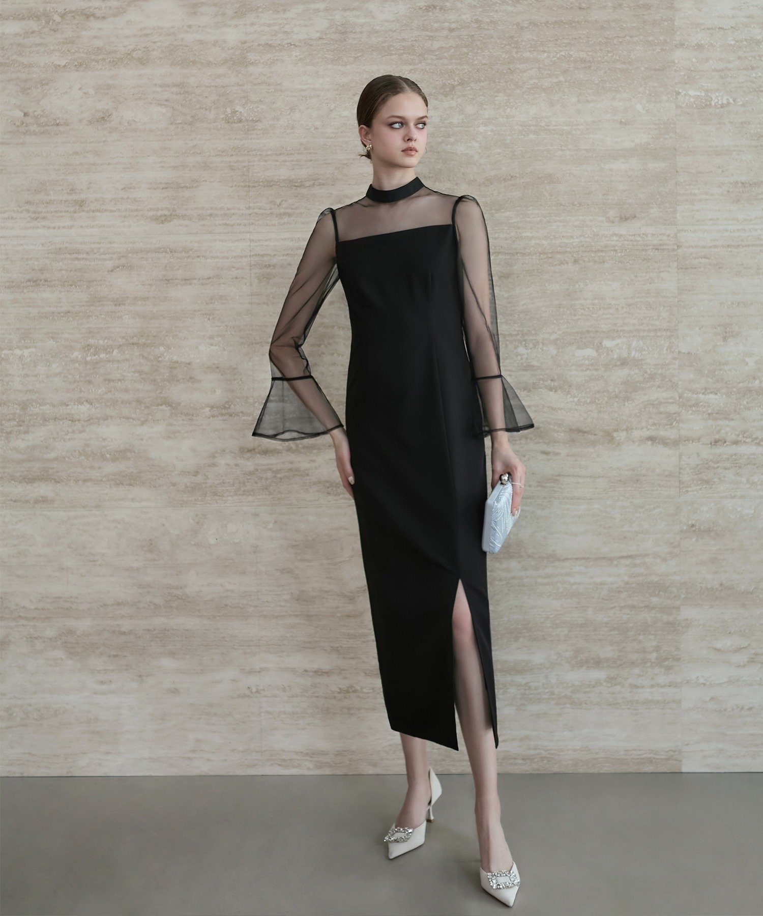 Leja｜Leja-2WAYスパンコールビスチェチュールIラインワンピースドレス