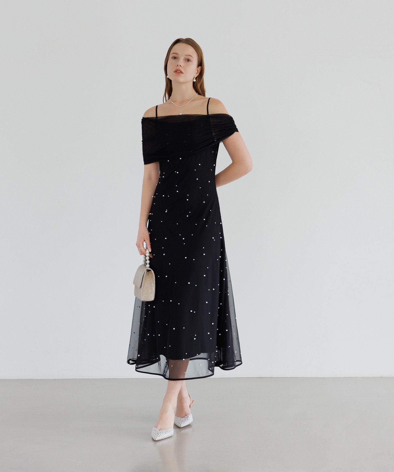 Leja｜LEJA/配色アシンメトリービッグカラーベロアマーメイド