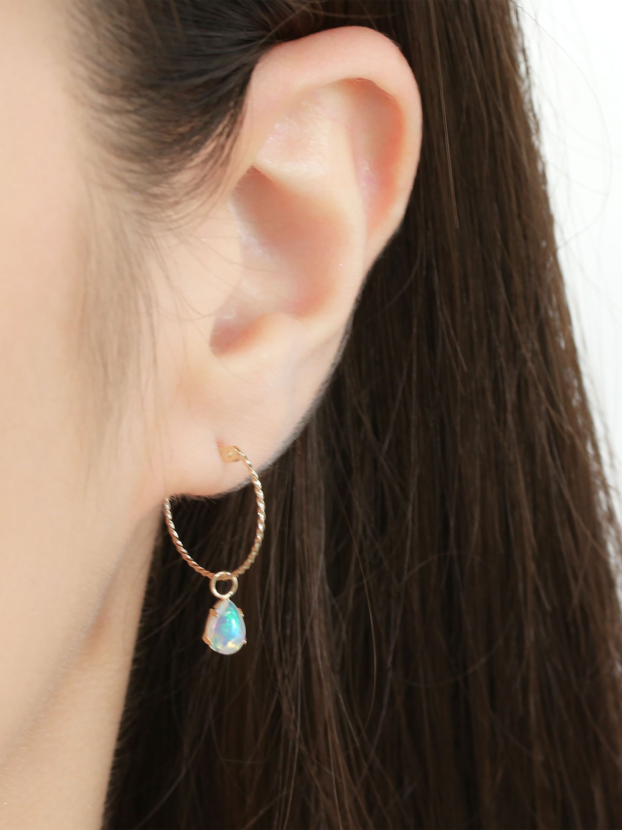 cui-cui｜オパール スナップ フープ ピアス | K10YG | Rakuten Fashion
