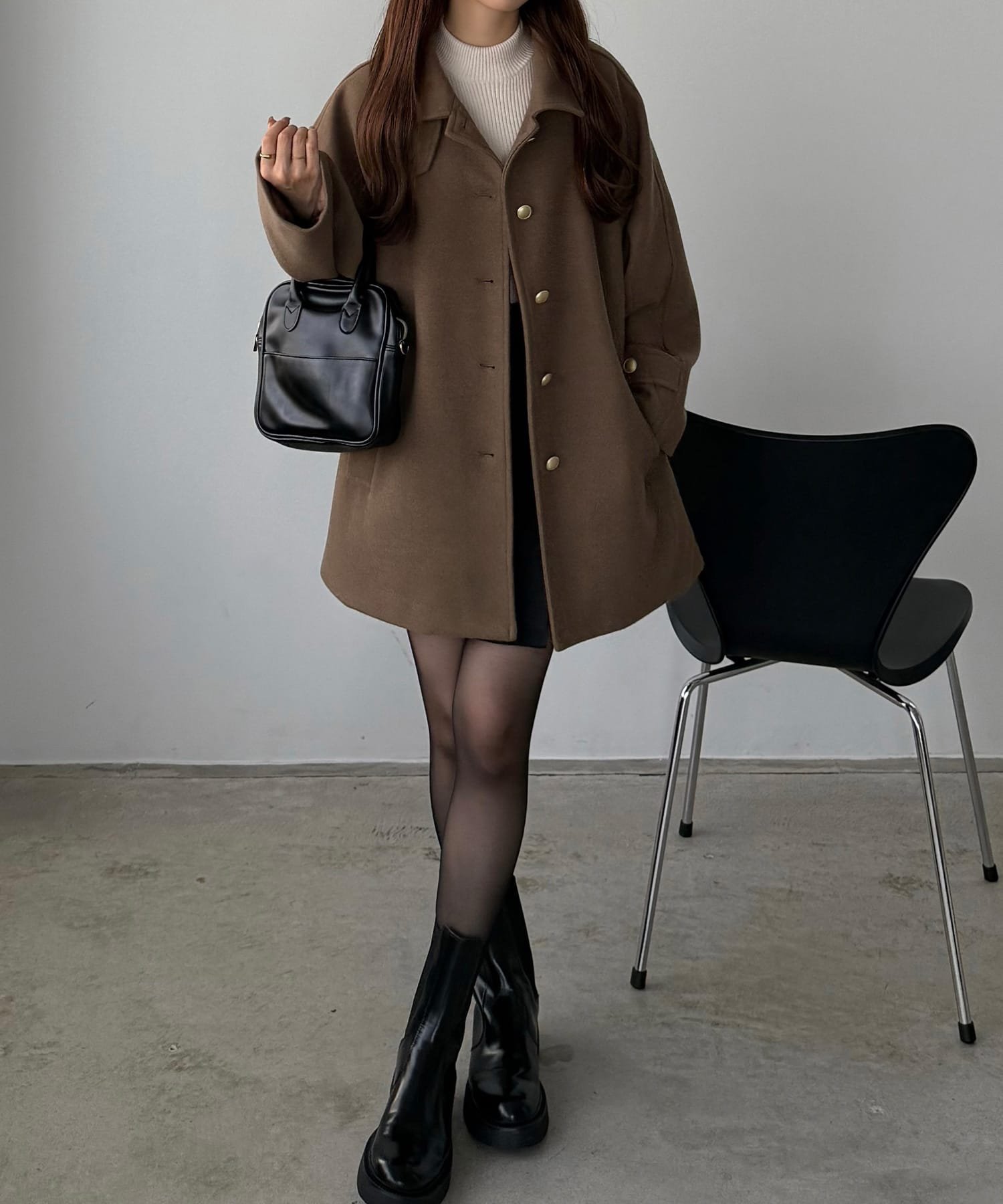 JUNOAH｜callautia ゴールドボタンミドルコート | Rakuten Fashion