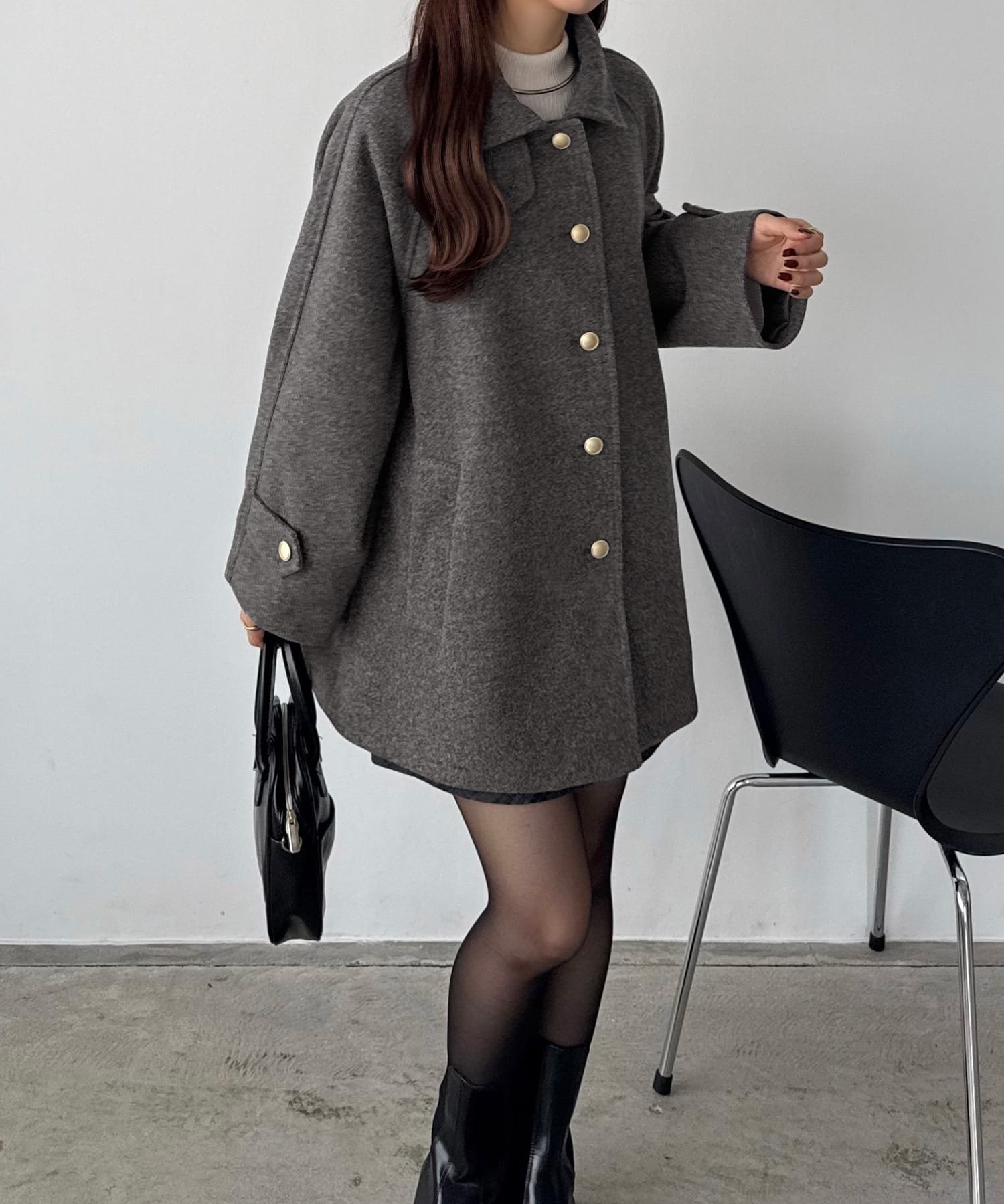 JUNOAH｜callautia ゴールドボタンミドルコート | Rakuten Fashion