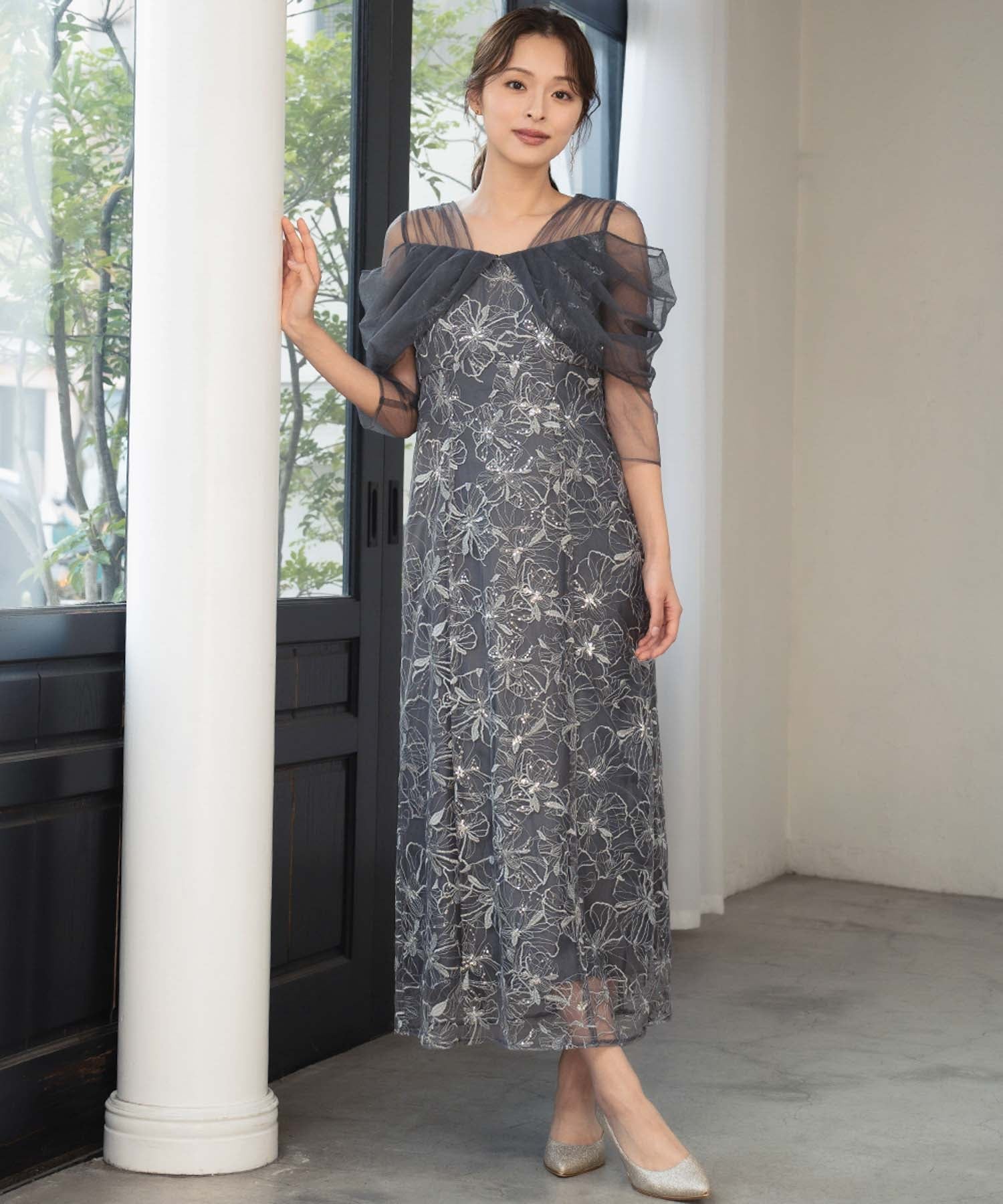 GIRL｜チュールドレープスパンコール 結婚式 ワンピース パーティー