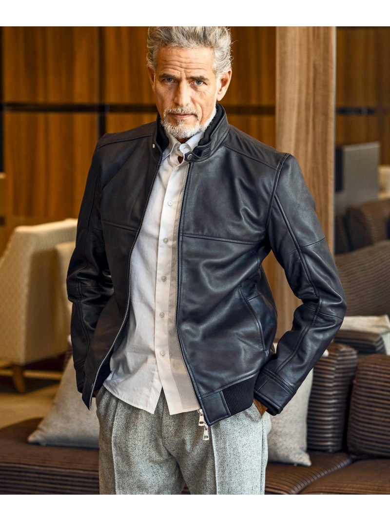 AKM シープスキンシングルライダースブラウンXL。