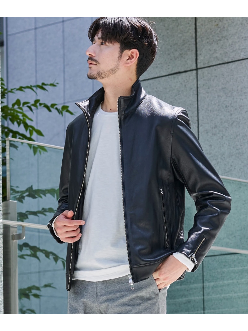 テットオム 羊革 ラムレザー ジャケット スタンドカラー ペイズリー