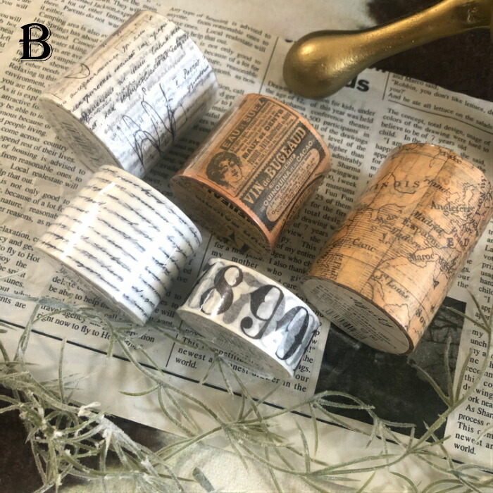 楽天市場】海外製 マスキングテープ セット☆ 8m 英字 (m4) 新聞